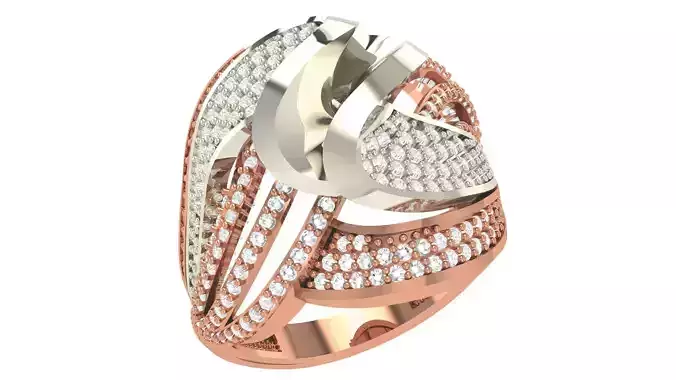 High Jewelry Diamond Cocktail Ring 3dm stl renders details