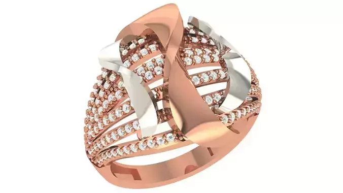 High Jewelry Diamond Cocktail Ring 3dm stl renders details