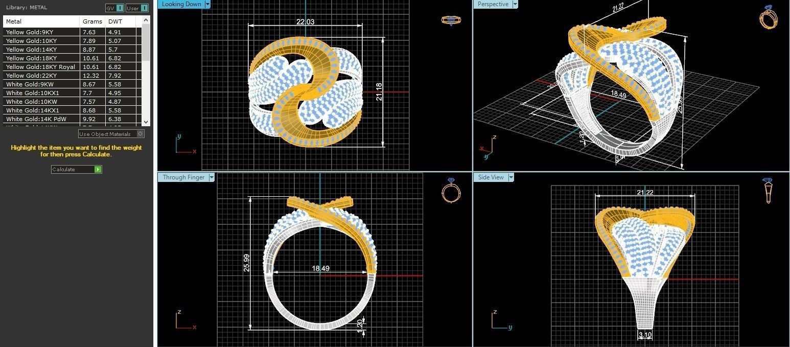 High Jewelry Diamond Cocktail Ring 3dm stl renders details 3D print model_4