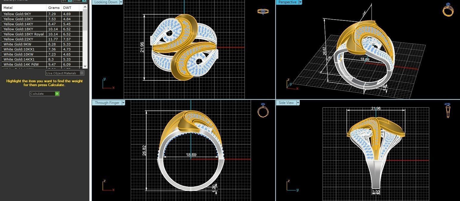 High Jewelry Diamond Cocktail Ring 3dm stl renders details 3D print model_3