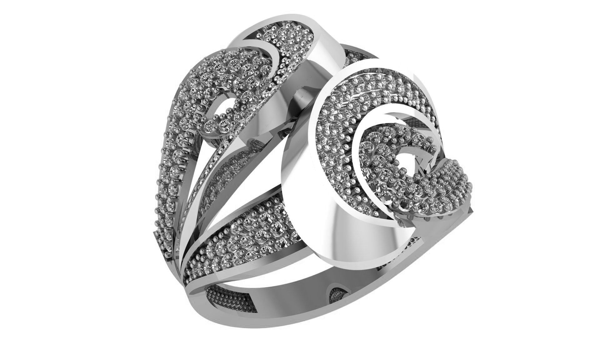 High Jewelry Diamond Cocktail Ring 3dm stl renders details 3D print model_2