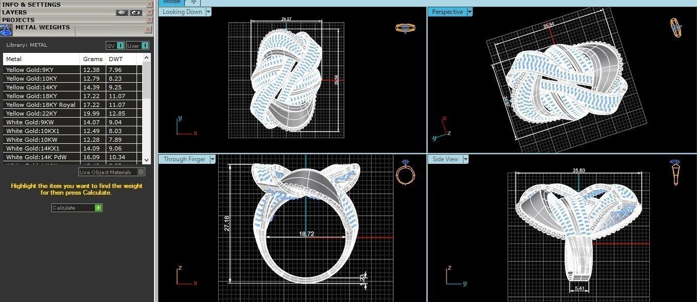 High Jewelry Diamond Cocktail Ring 3dm stl renders details 3D print model_4