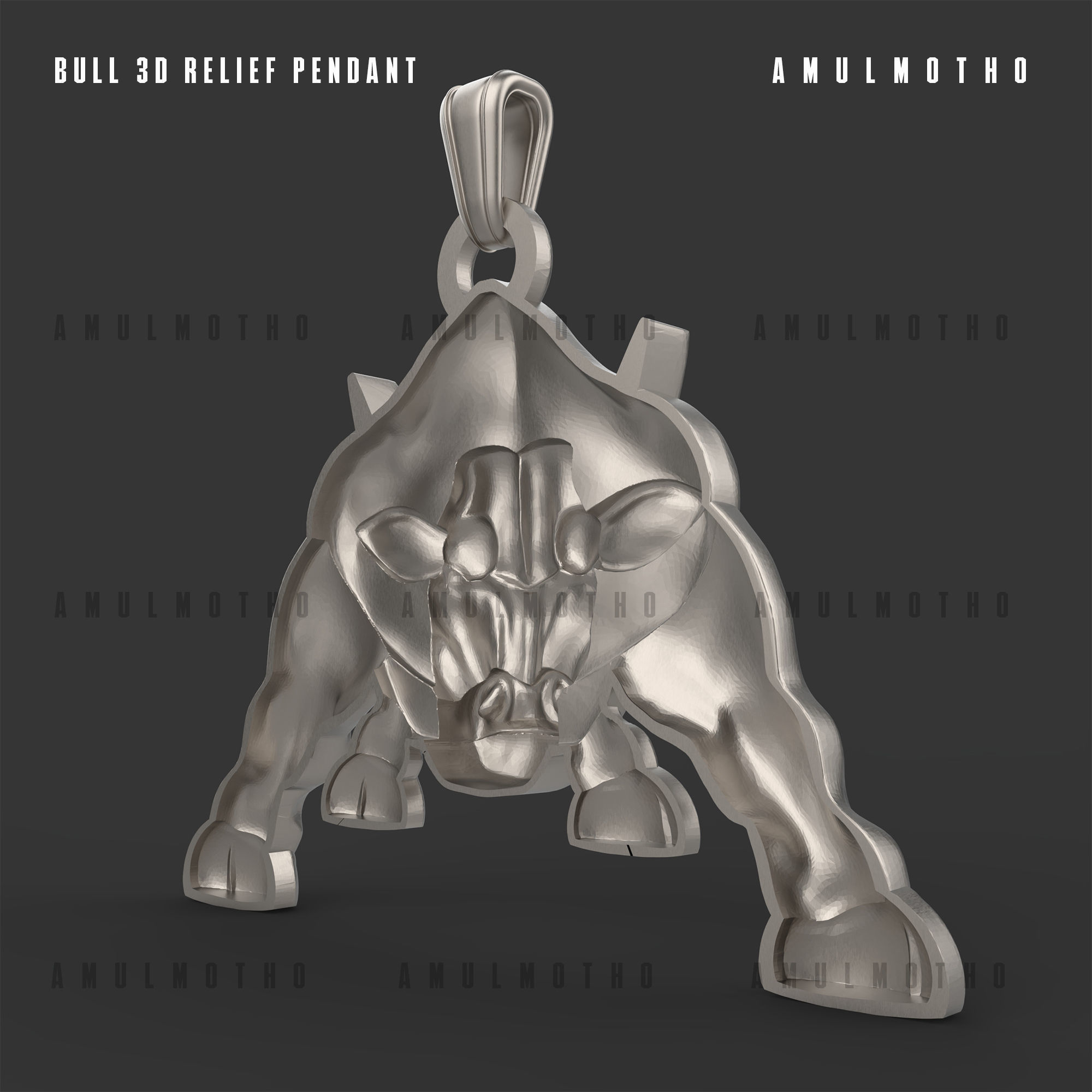 Bull Pendant 3D print model_7
