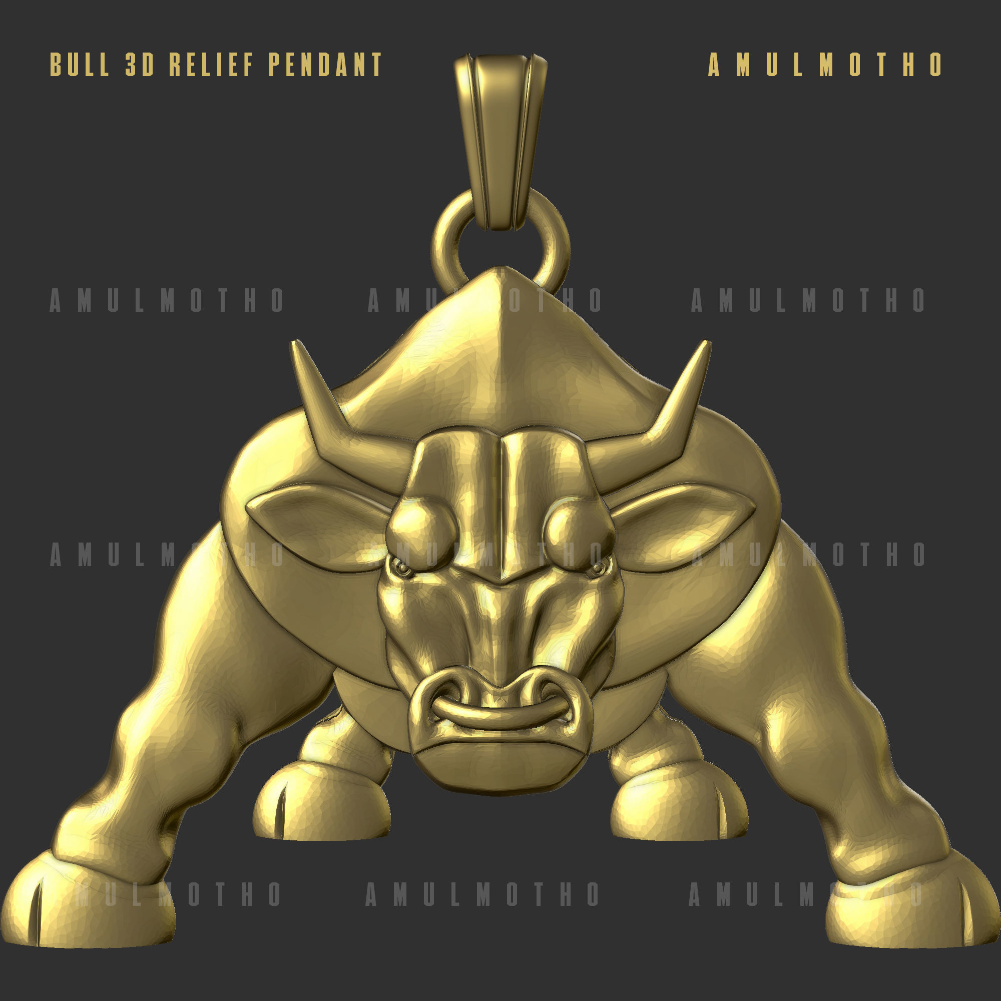 Bull Pendant 3D print model_2