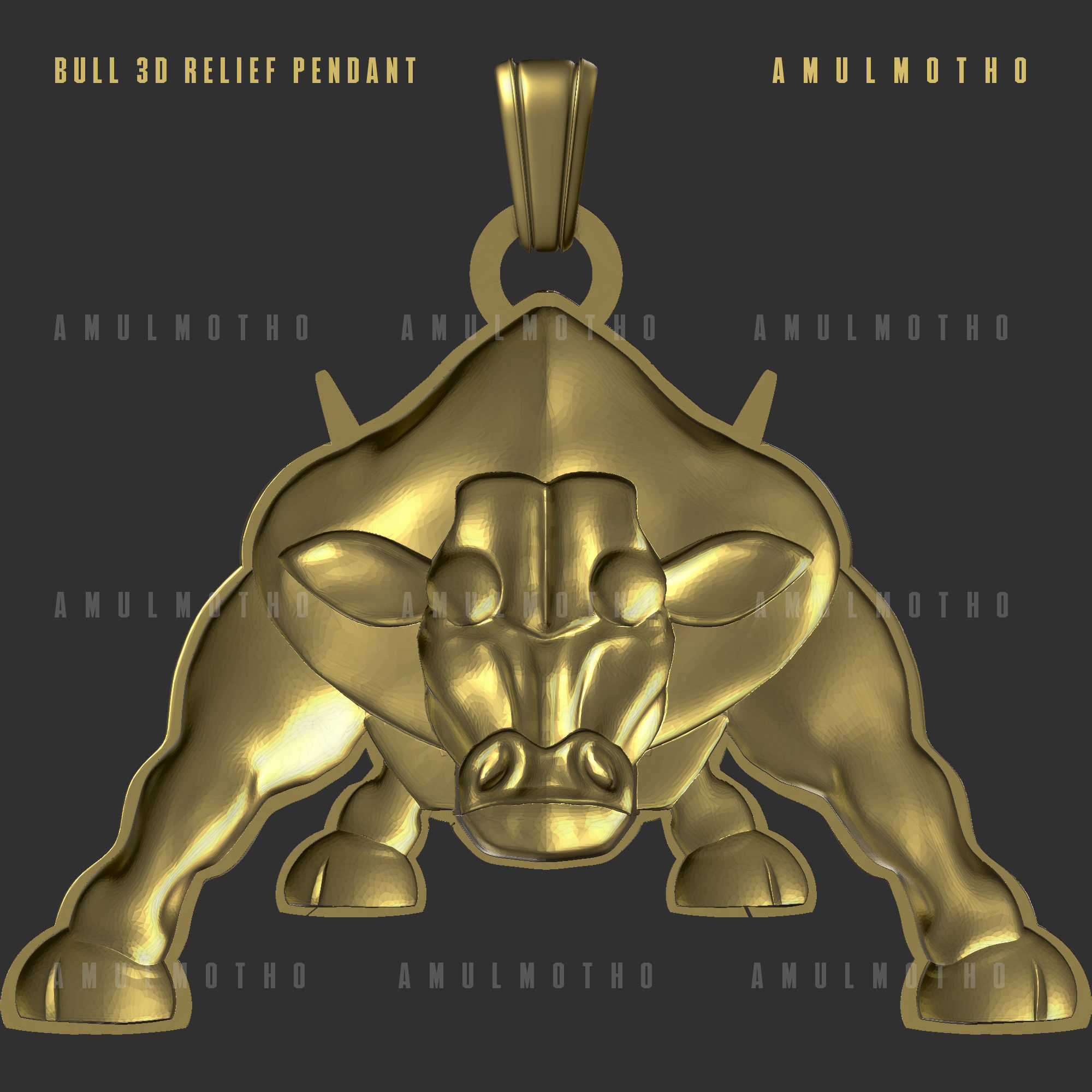 Bull Pendant 3D print model_9