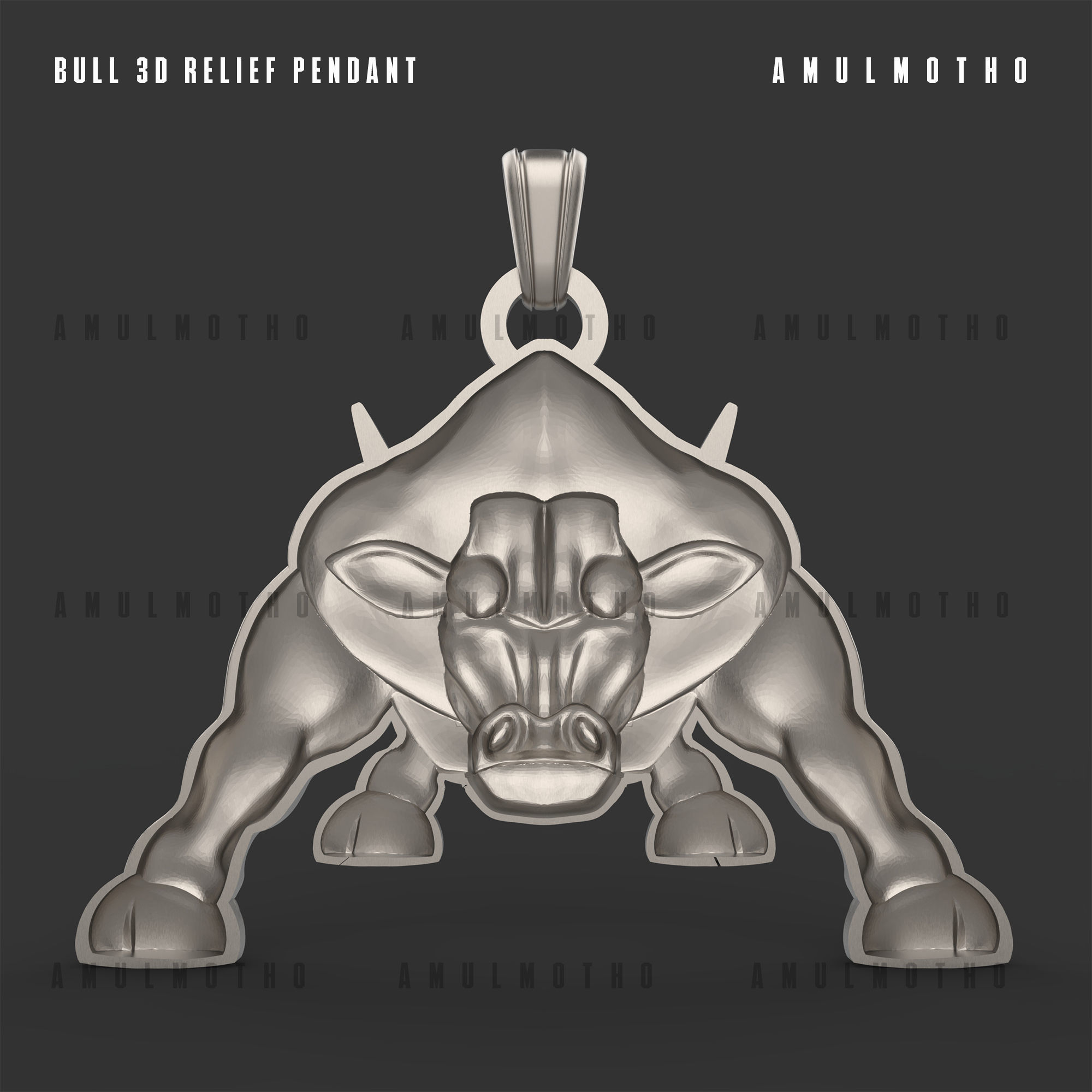 Bull Pendant 3D print model_8