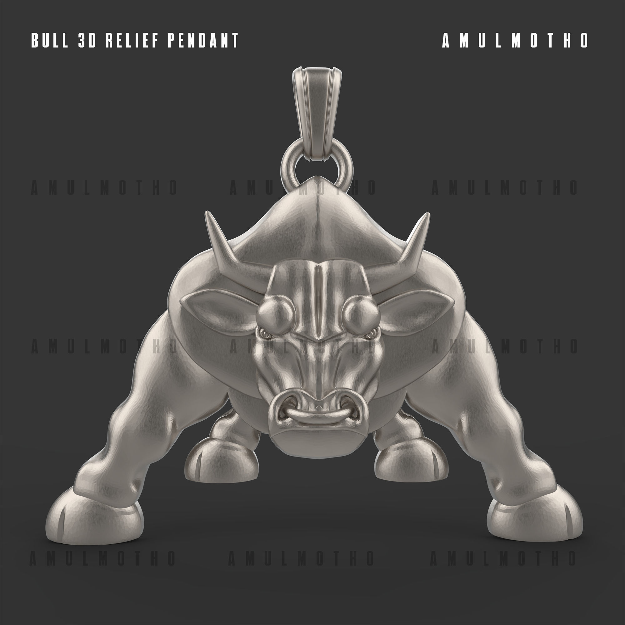 Bull Pendant 3D print model_5