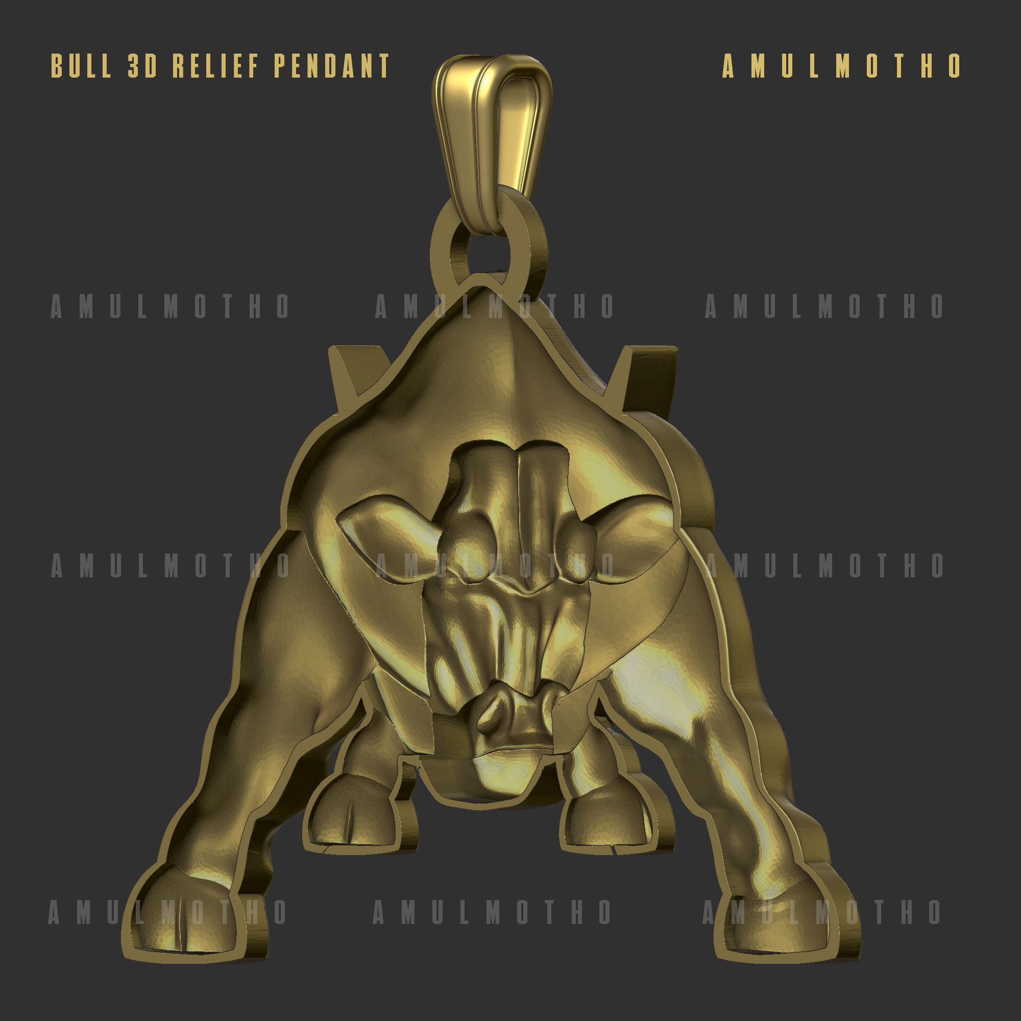 Bull Pendant 3D print model_3