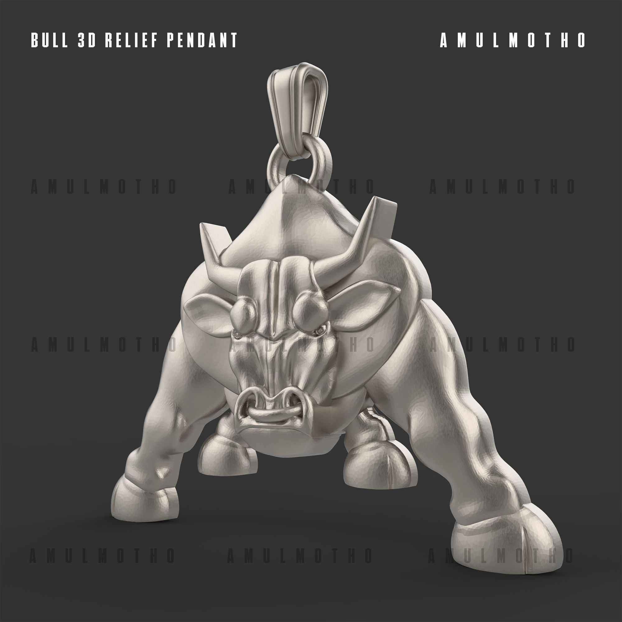Bull Pendant 3D print model_6