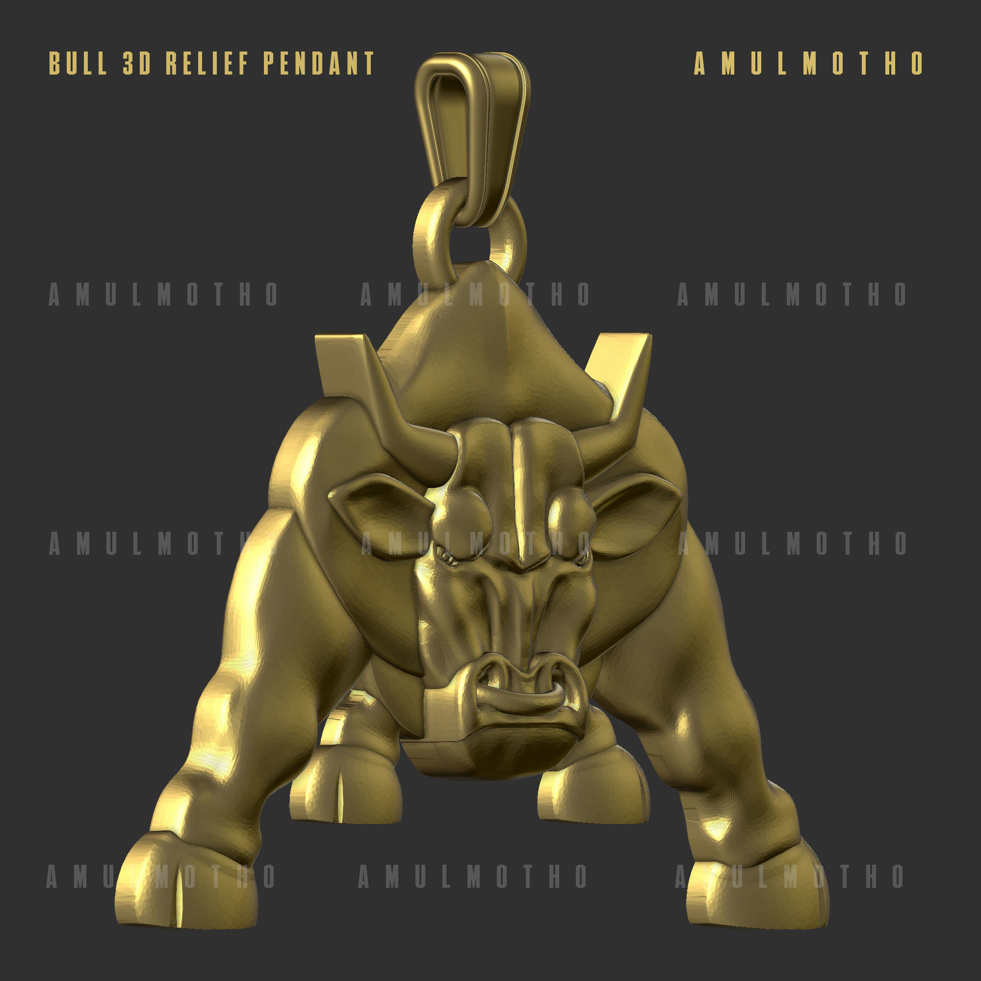 Bull Pendant 3D print model_4