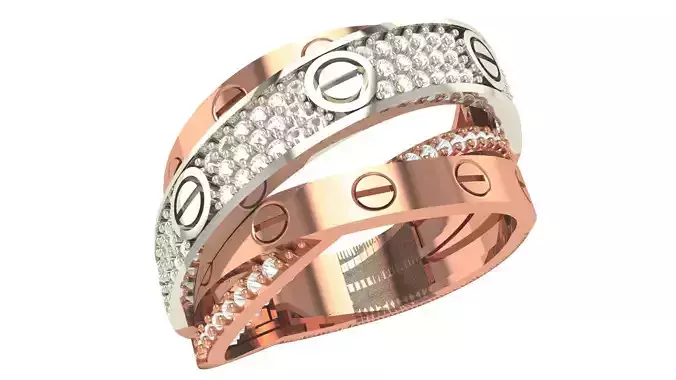 Screw Head High Jewelry Diamond Cocktail Ring 3dm stl renders 3D print model