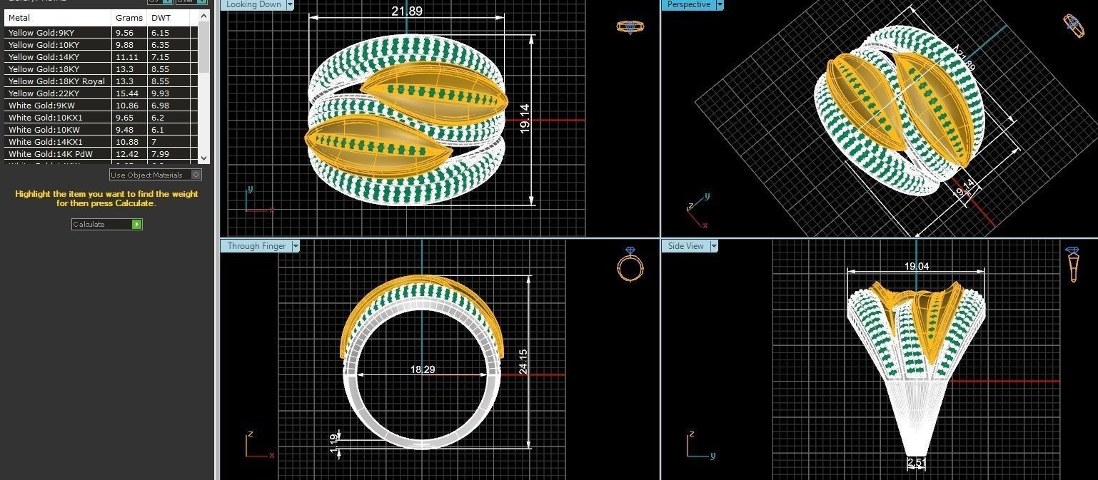 High Jewelry Diamond Cocktail Ring 3dm stl renders details 3D print model_4