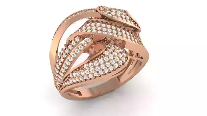 High Jewelry Diamond Cocktail Ring 3dm stl renders details