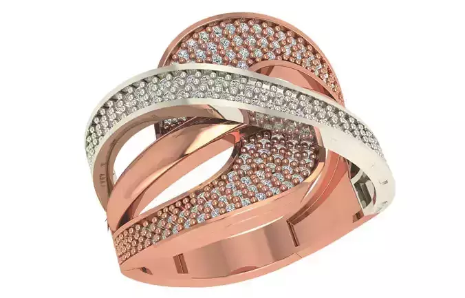 High Jewelry Diamond Cocktail Ring 3dm stl renders details