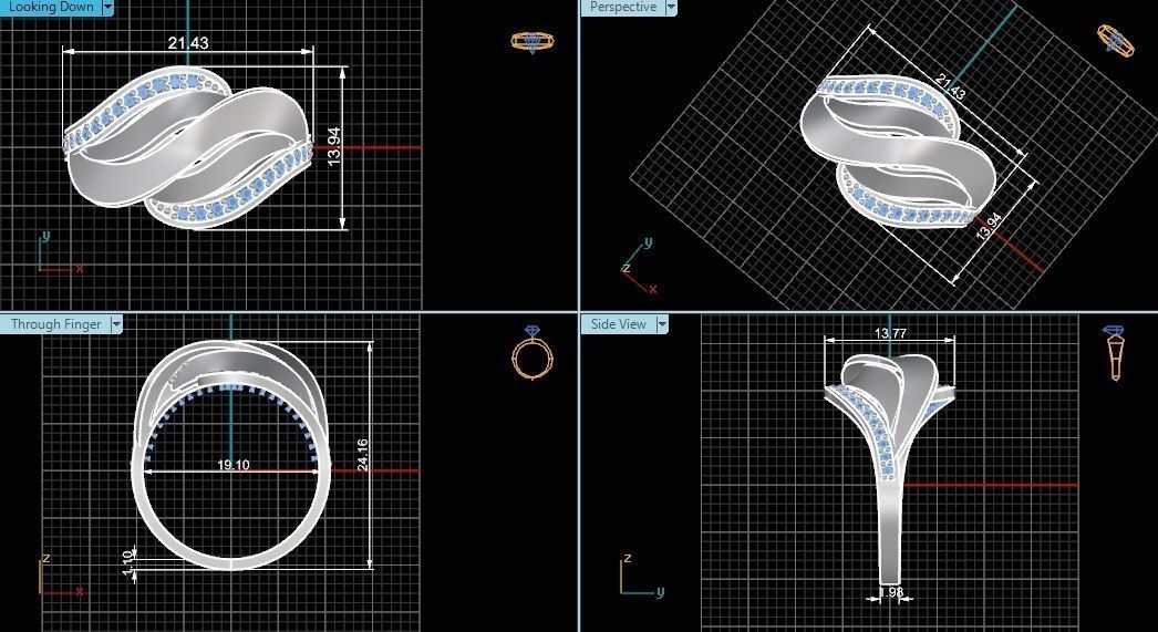High Jewelry Diamond Cocktail Ring 3dm stl renders details 3D print model_4