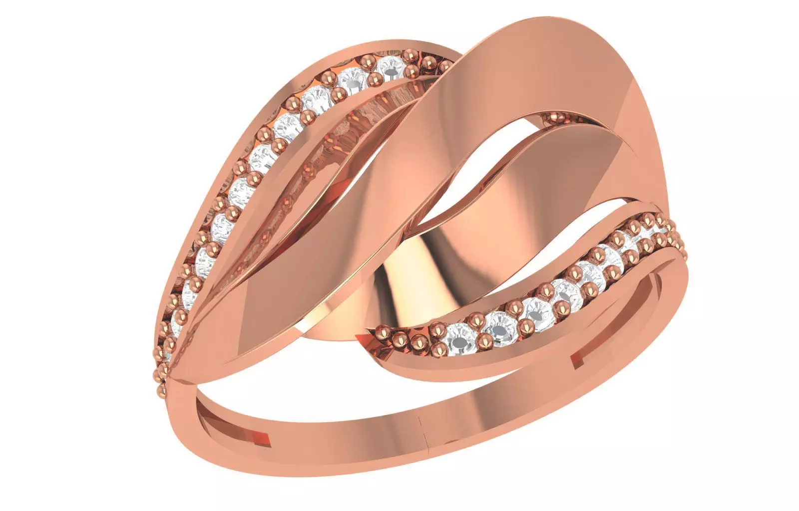 High Jewelry Diamond Cocktail Ring 3dm stl renders details 3D print model_0