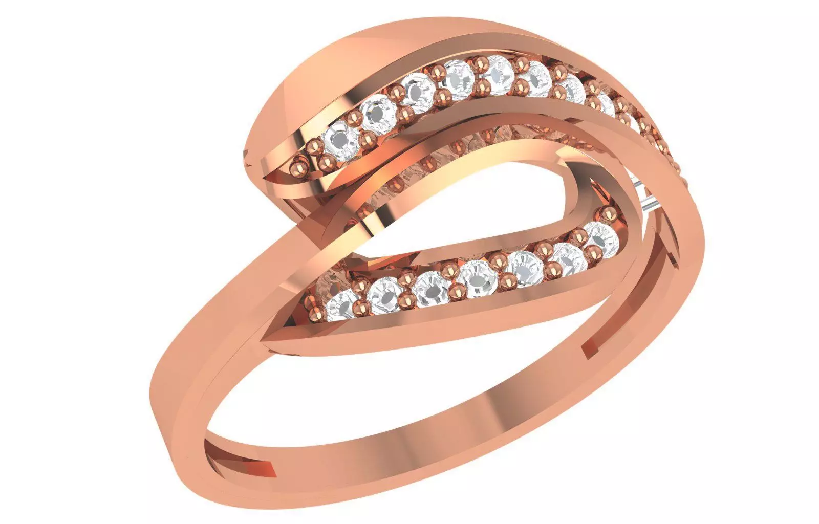 High Jewelry Diamond Cocktail Ring 3dm stl renders details 3D print model_0