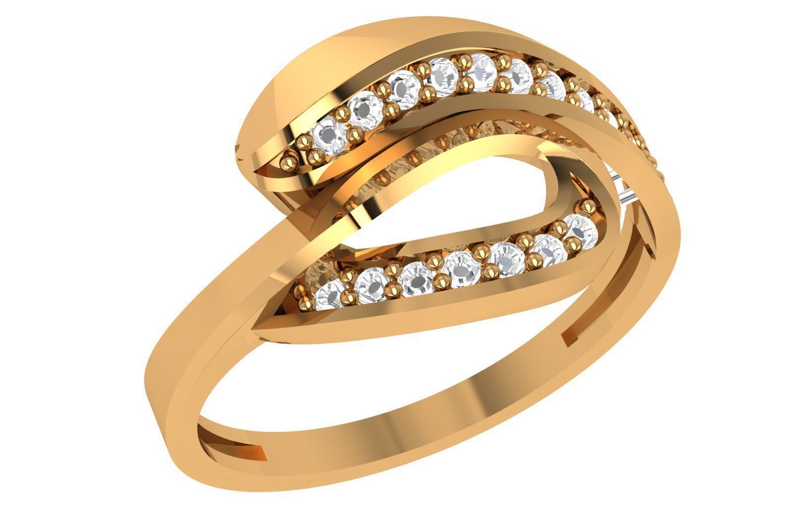 High Jewelry Diamond Cocktail Ring 3dm stl renders details 3D print model_1