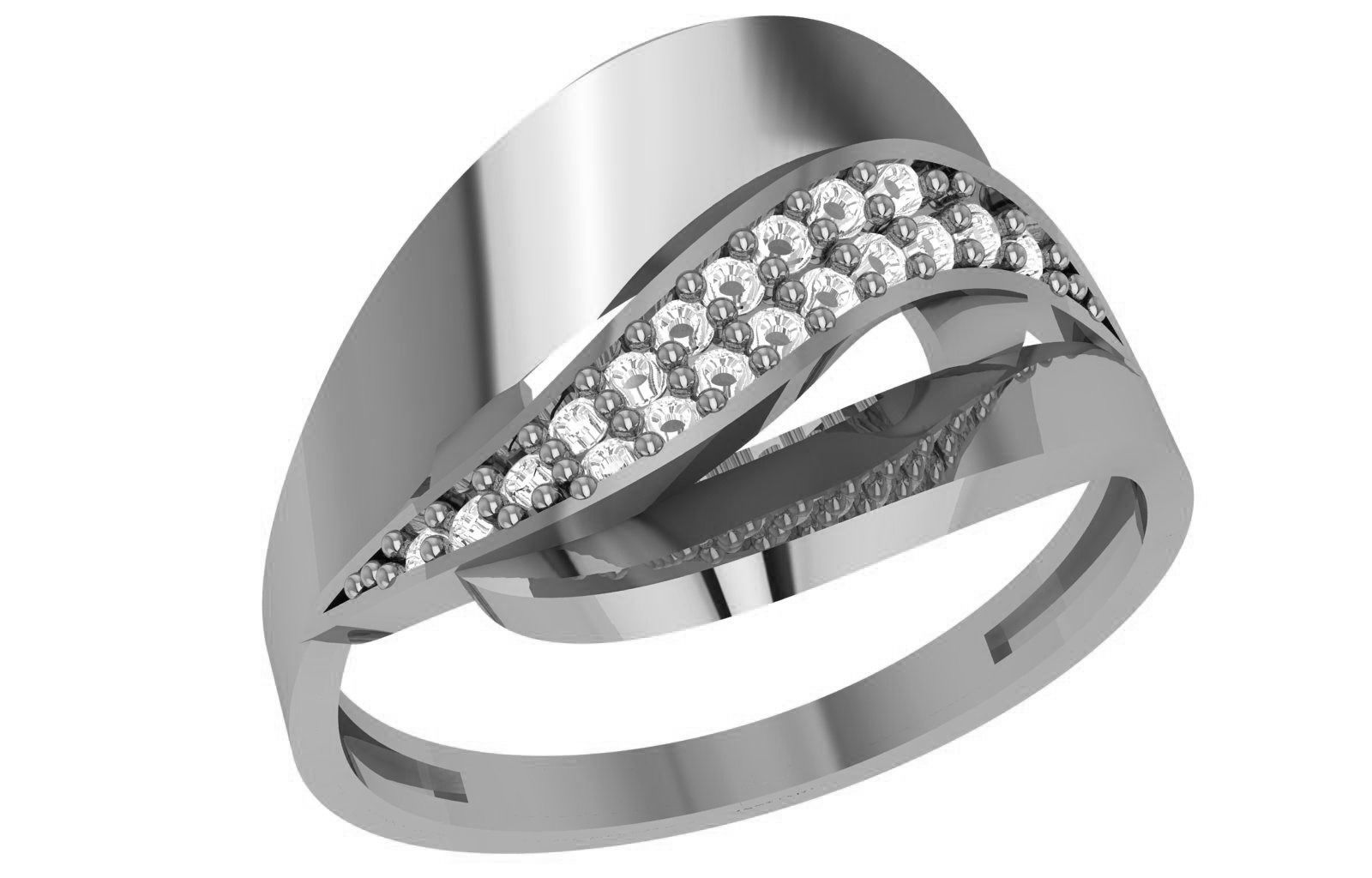 High Jewelry Diamond Cocktail Ring 3dm stl renders details 3D print model_2