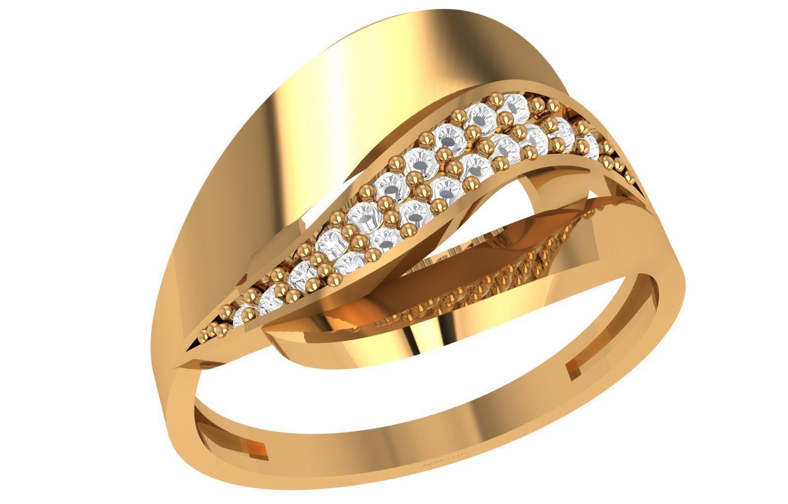 High Jewelry Diamond Cocktail Ring 3dm stl renders details 3D print model_1