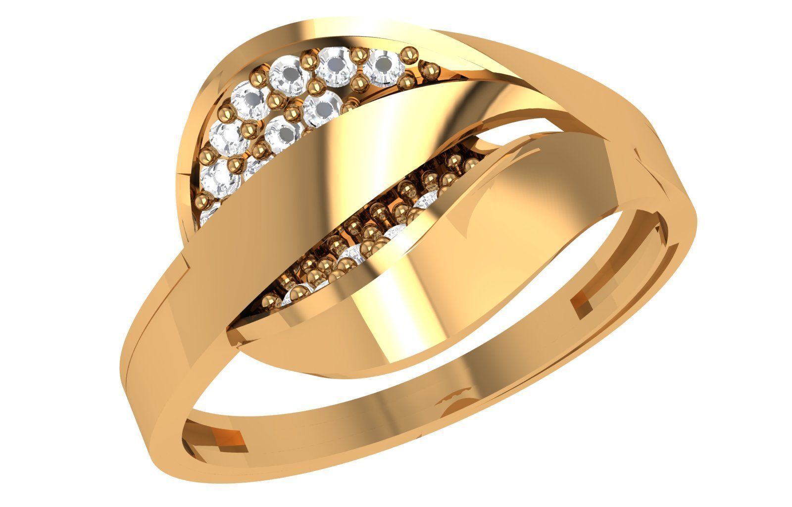 High Jewelry Diamond Cocktail Ring 3dm stl renders details 3D print model_1