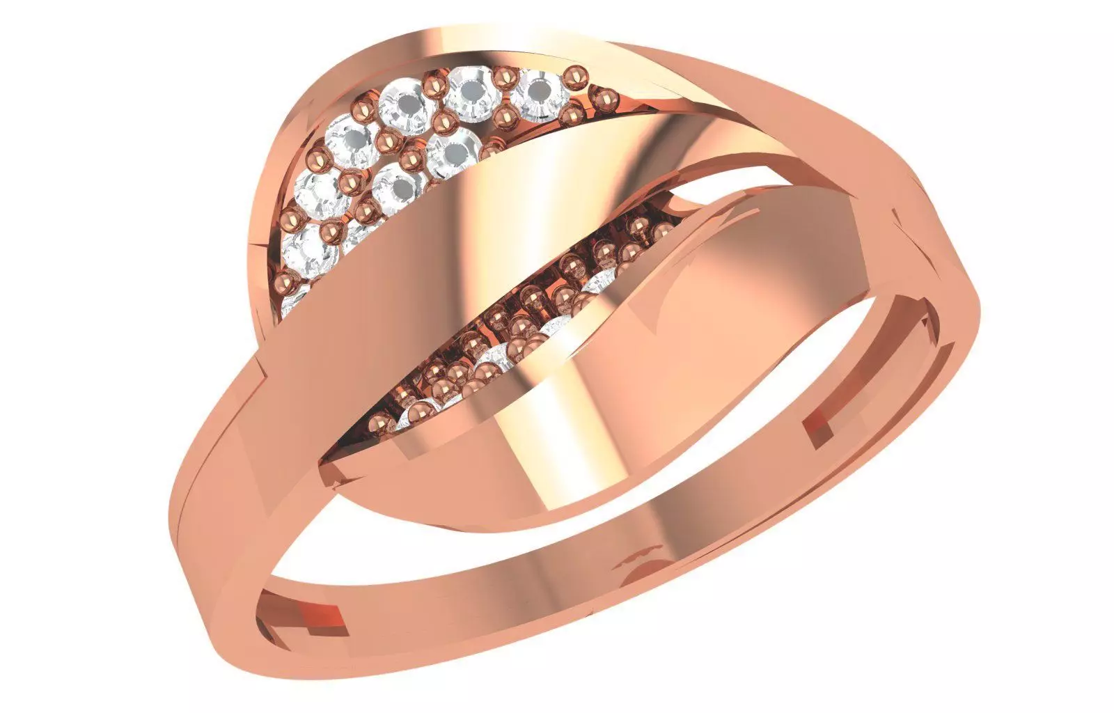 High Jewelry Diamond Cocktail Ring 3dm stl renders details 3D print model_0