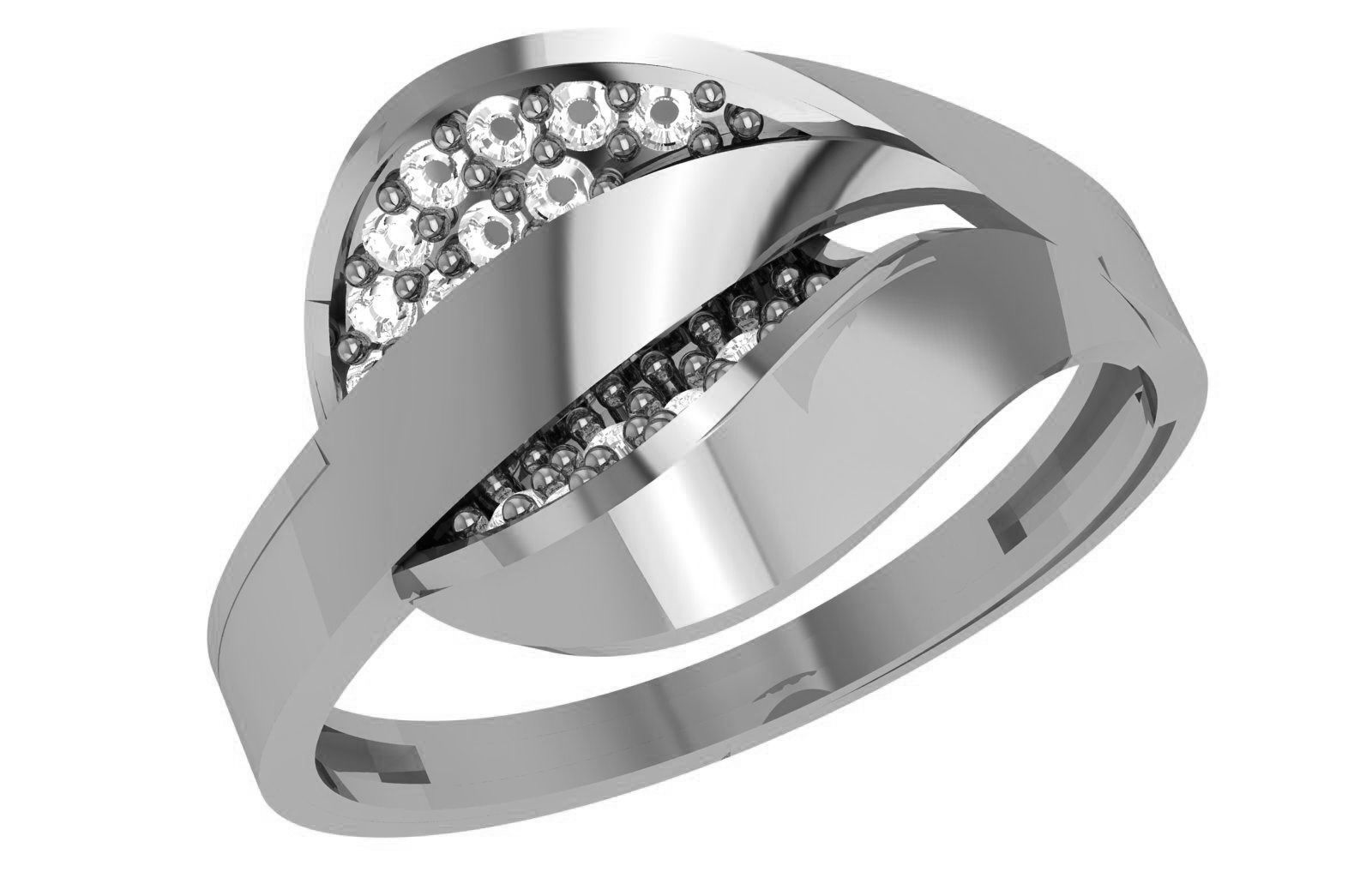 High Jewelry Diamond Cocktail Ring 3dm stl renders details 3D print model_2