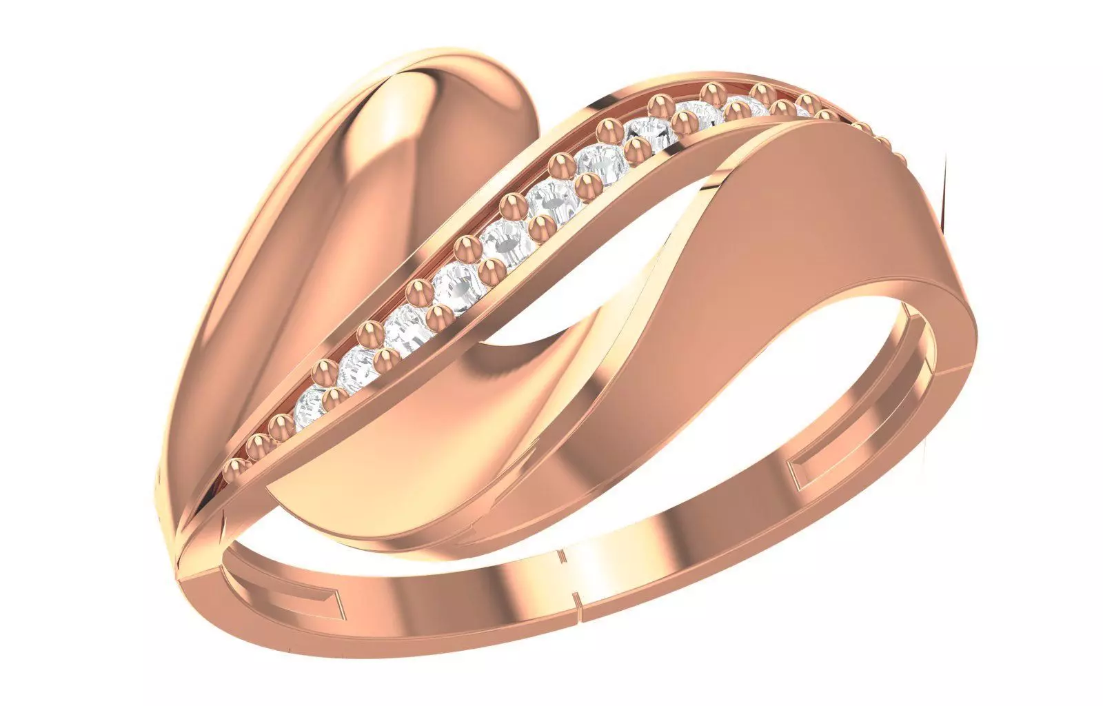 High Jewelry Diamond Cocktail Ring 3dm stl renders details 3D print model_0