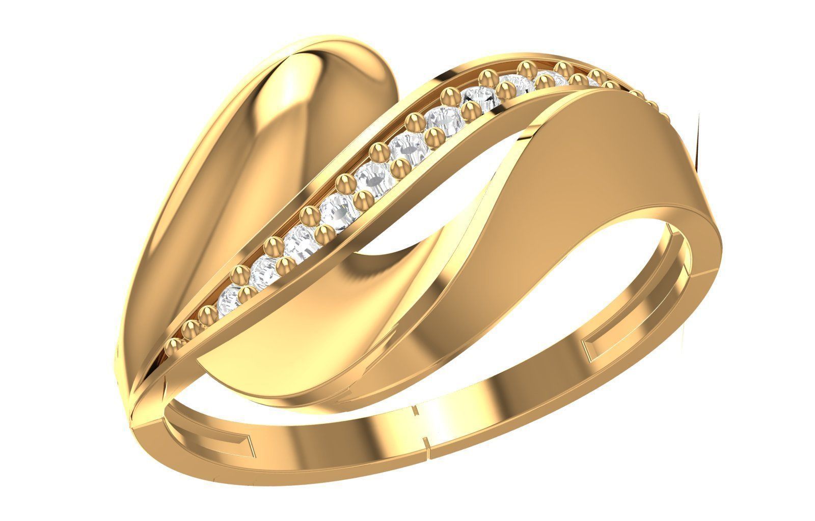 High Jewelry Diamond Cocktail Ring 3dm stl renders details 3D print model_1