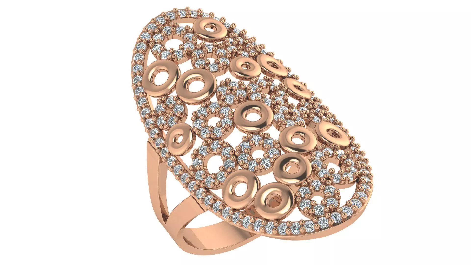 Circles Mesh High Jewelry Diamond Cocktail Ring 3dm stl renders 3D print model_0