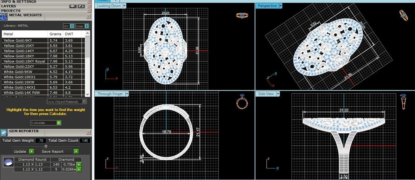 Circles Mesh High Jewelry Diamond Cocktail Ring 3dm stl renders 3D print model_3