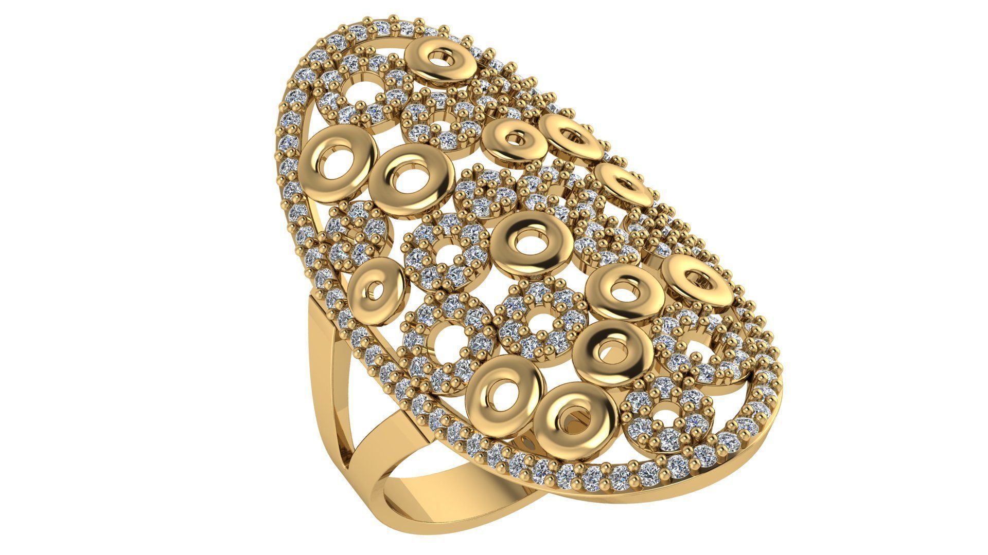 Circles Mesh High Jewelry Diamond Cocktail Ring 3dm stl renders 3D print model_1