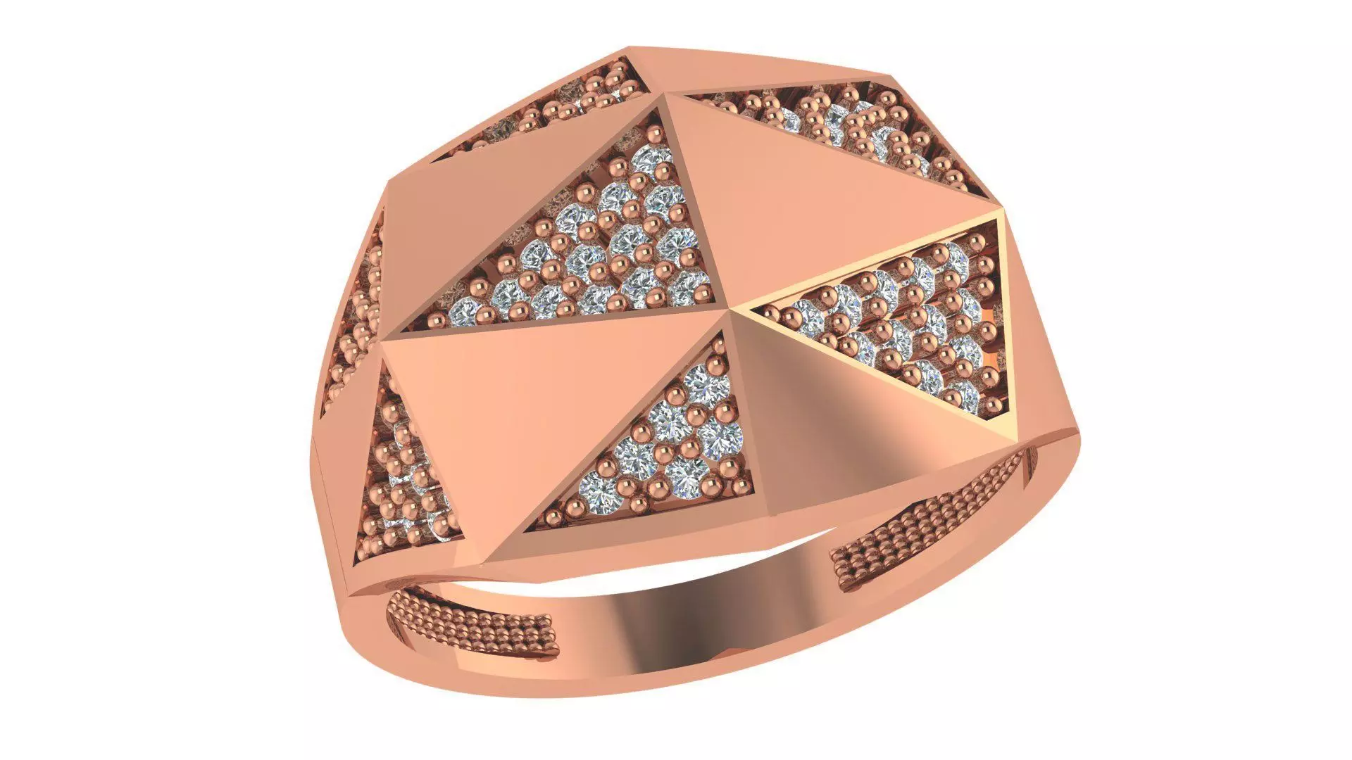 Geometric Diamond Head High Jewelry Diamond Cocktail Ring 3dm 3D print model_0