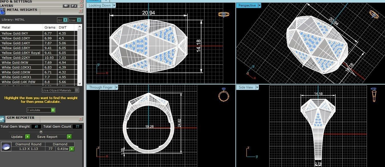 Geometric Diamond Head High Jewelry Diamond Cocktail Ring 3dm 3D print model_3