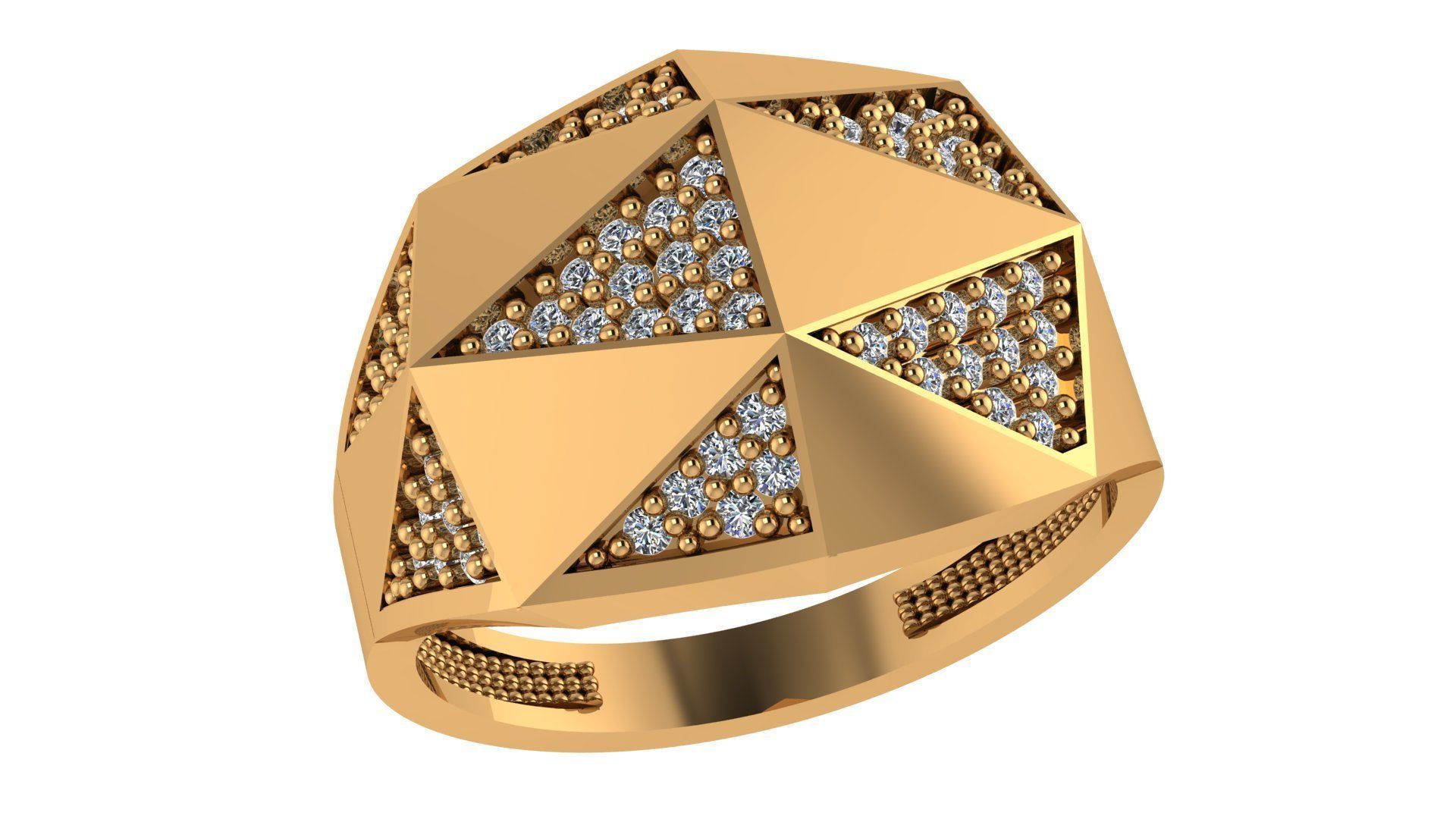 Geometric Diamond Head High Jewelry Diamond Cocktail Ring 3dm 3D print model_1