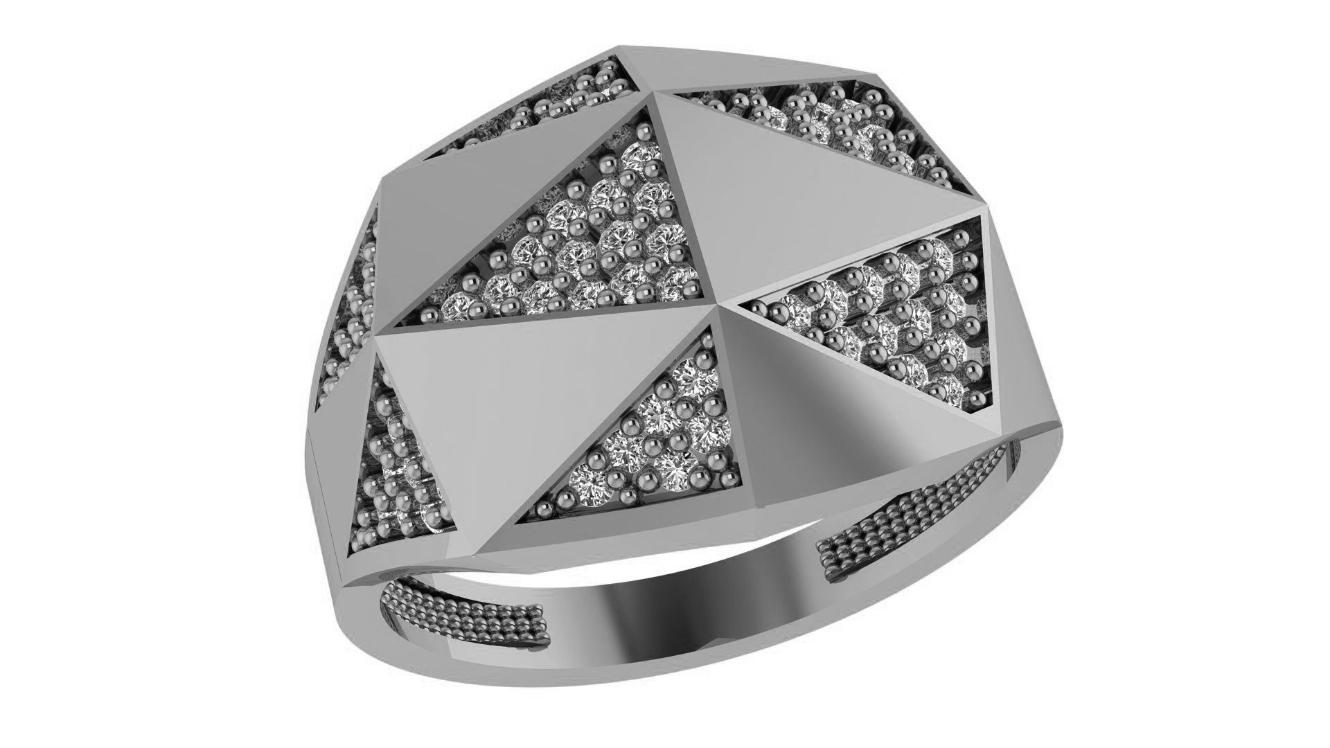 Geometric Diamond Head High Jewelry Diamond Cocktail Ring 3dm 3D print model_2