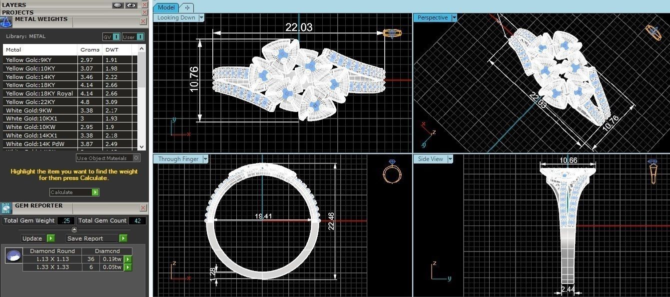 Flower High Jewelry Diamond Cocktail Ring 3dm stl renders 3D print model_3