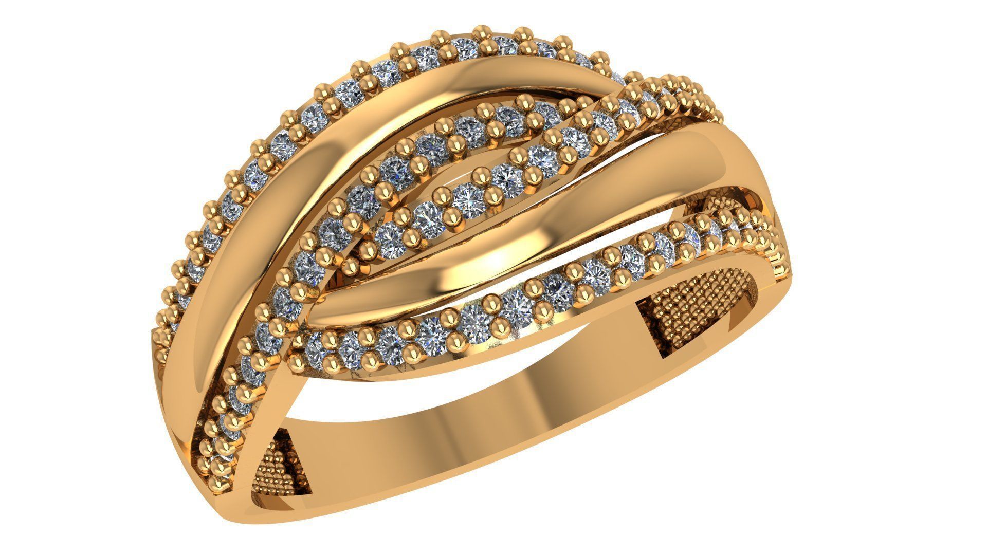 High Jewelry Diamond Cocktail Ring 3dm stl renders details 3D print model_1