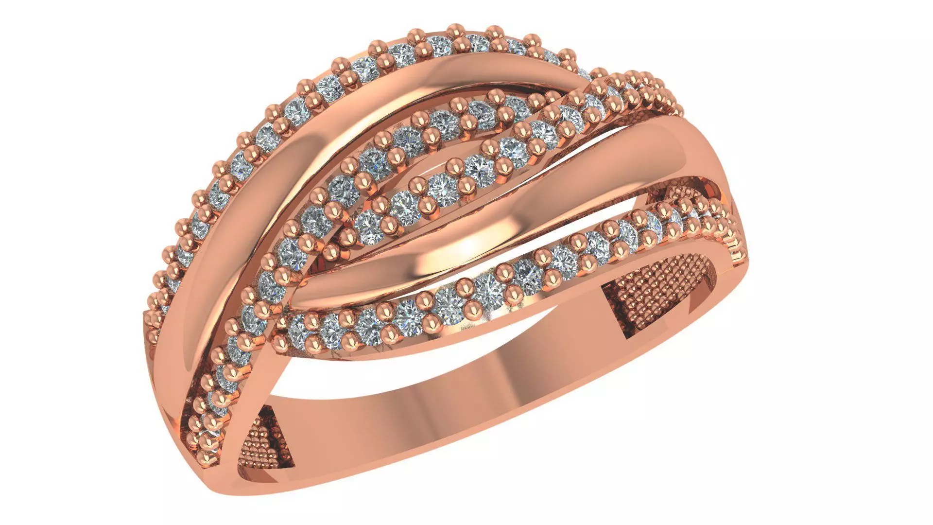 High Jewelry Diamond Cocktail Ring 3dm stl renders details 3D print model_0