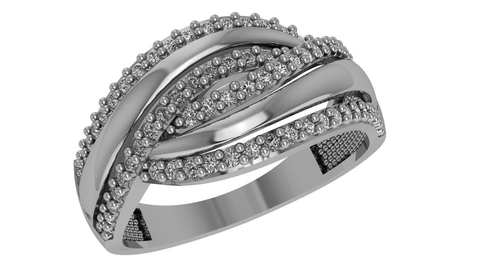 High Jewelry Diamond Cocktail Ring 3dm stl renders details 3D print model_2