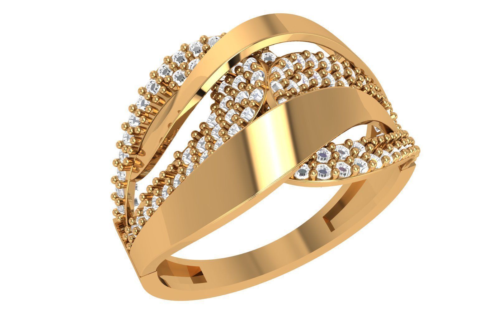 High Jewelry Diamond Cocktail Ring 3dm stl renders details 3D print model_1