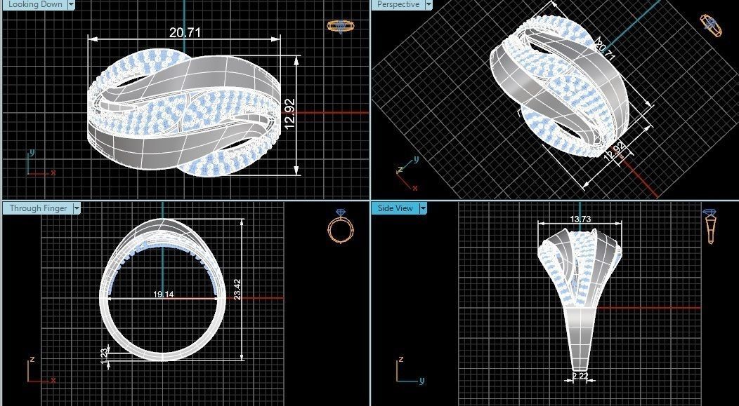 High Jewelry Diamond Cocktail Ring 3dm stl renders details 3D print model_4