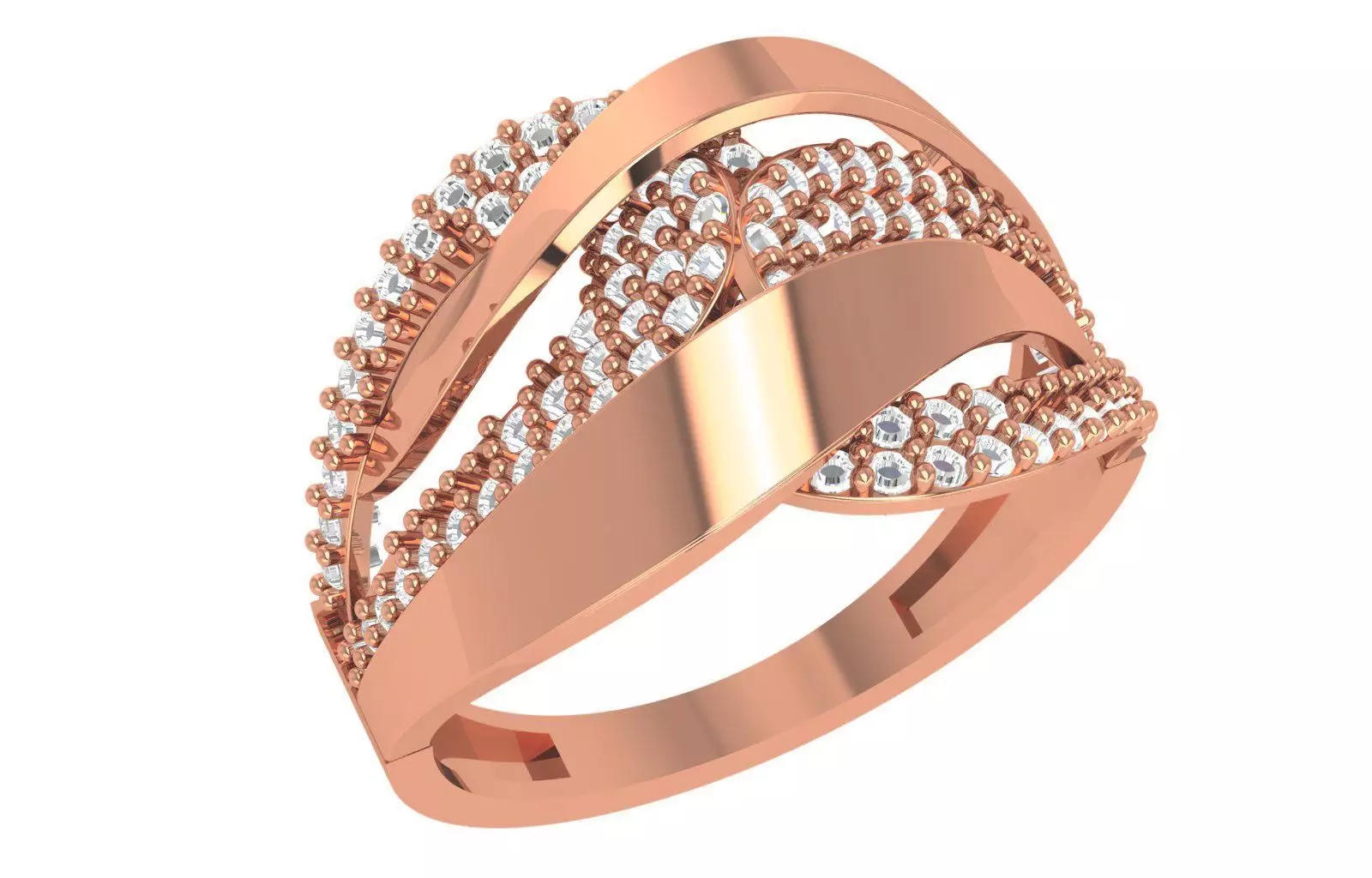 High Jewelry Diamond Cocktail Ring 3dm stl renders details 3D print model_0