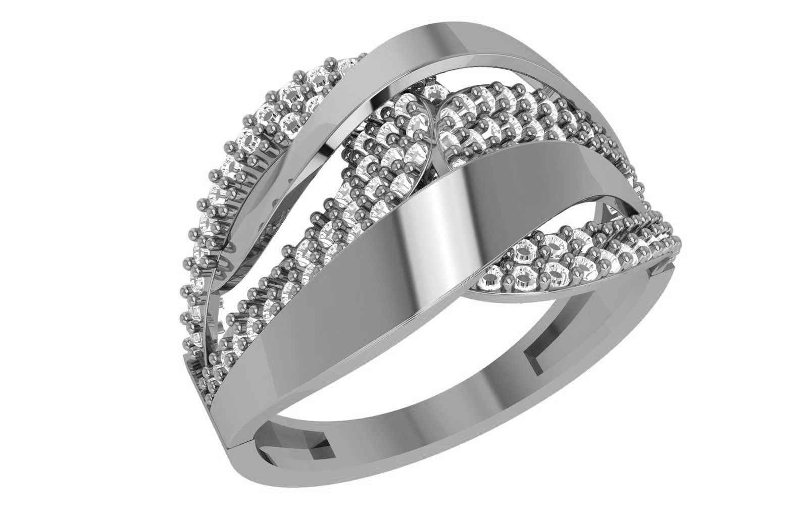 High Jewelry Diamond Cocktail Ring 3dm stl renders details 3D print model_2