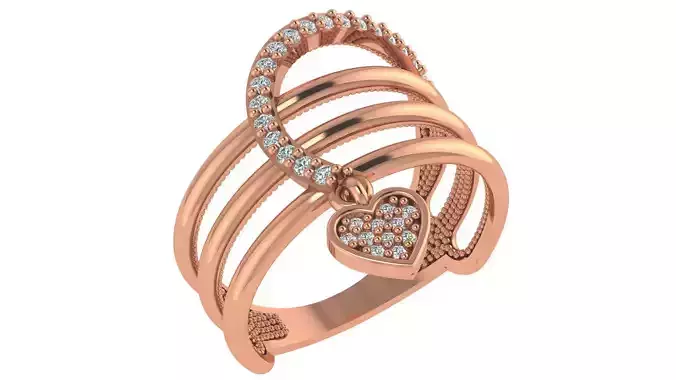 Wire High Jewelry Diamond Cocktail Ring 3dm stl renders details