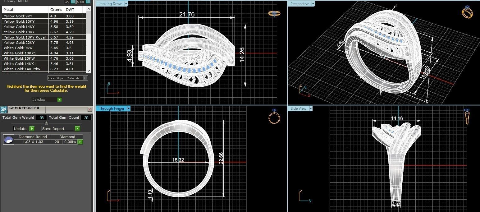 High Jewelry Diamond Cocktail Ring 3dm stl renders details 3D print model_3