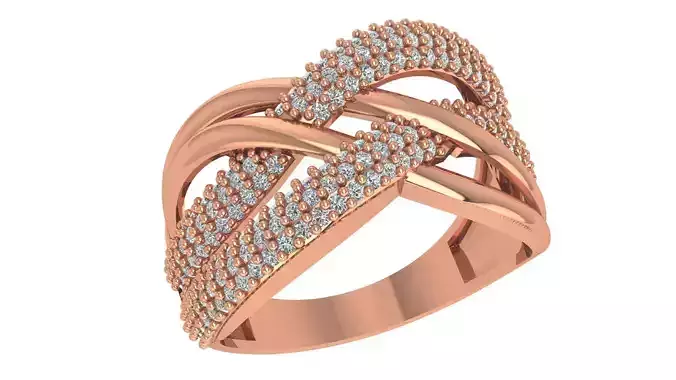 Wire High Jewelry Diamond Cocktail Ring 3dm stl renders details 3D print model