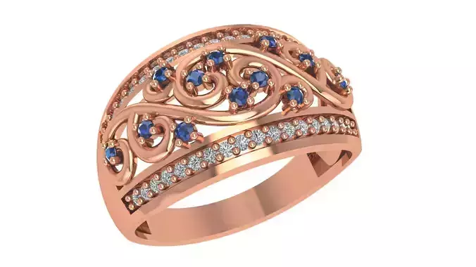 High Jewelry Diamond Cocktail Ring 3dm stl renders details