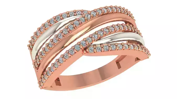 Wire High Jewelry Diamond Cocktail Ring 3dm stl renders details