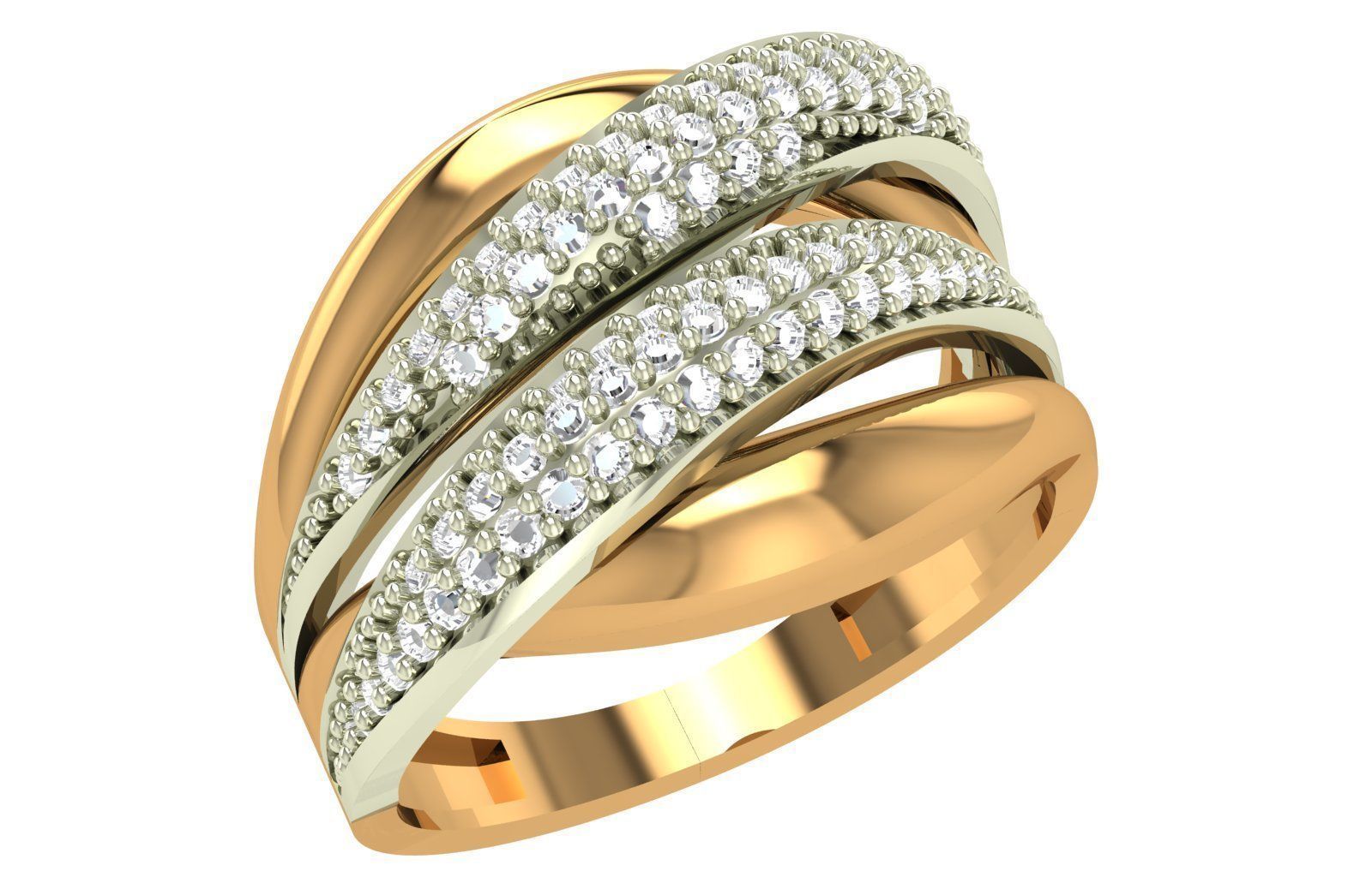 High Jewelry Diamond Cocktail Ring 3dm stl renders details 3D print model_1